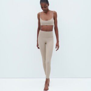 Zara Beige Stretchy Bodycon Leggings with Elastic Waistband Stretch Fit L NWT